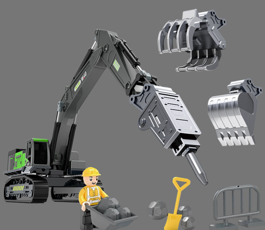 Alloy Crusher Toy Children's Excavator Boys Piling Stone Drilling Machine Toy Car Wood Grabber Engineering Vehicle