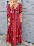 Boho printing long Sleeve MAXI Dress