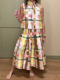 Plaid Print Sleeveless Two Pieces Dress