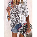 Pop stand collar print stitched Leopard Print Shirt