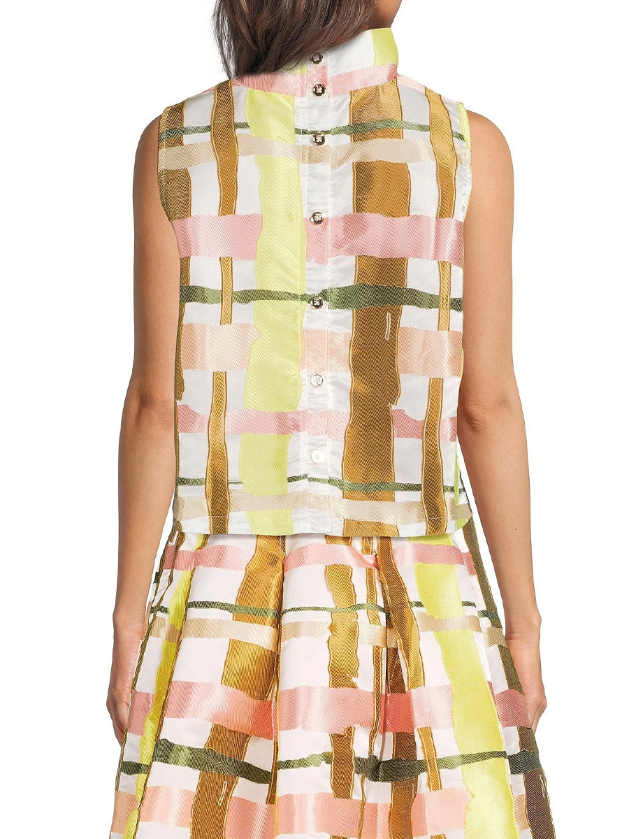 Plaid Print Sleeveless Two Pieces Dress