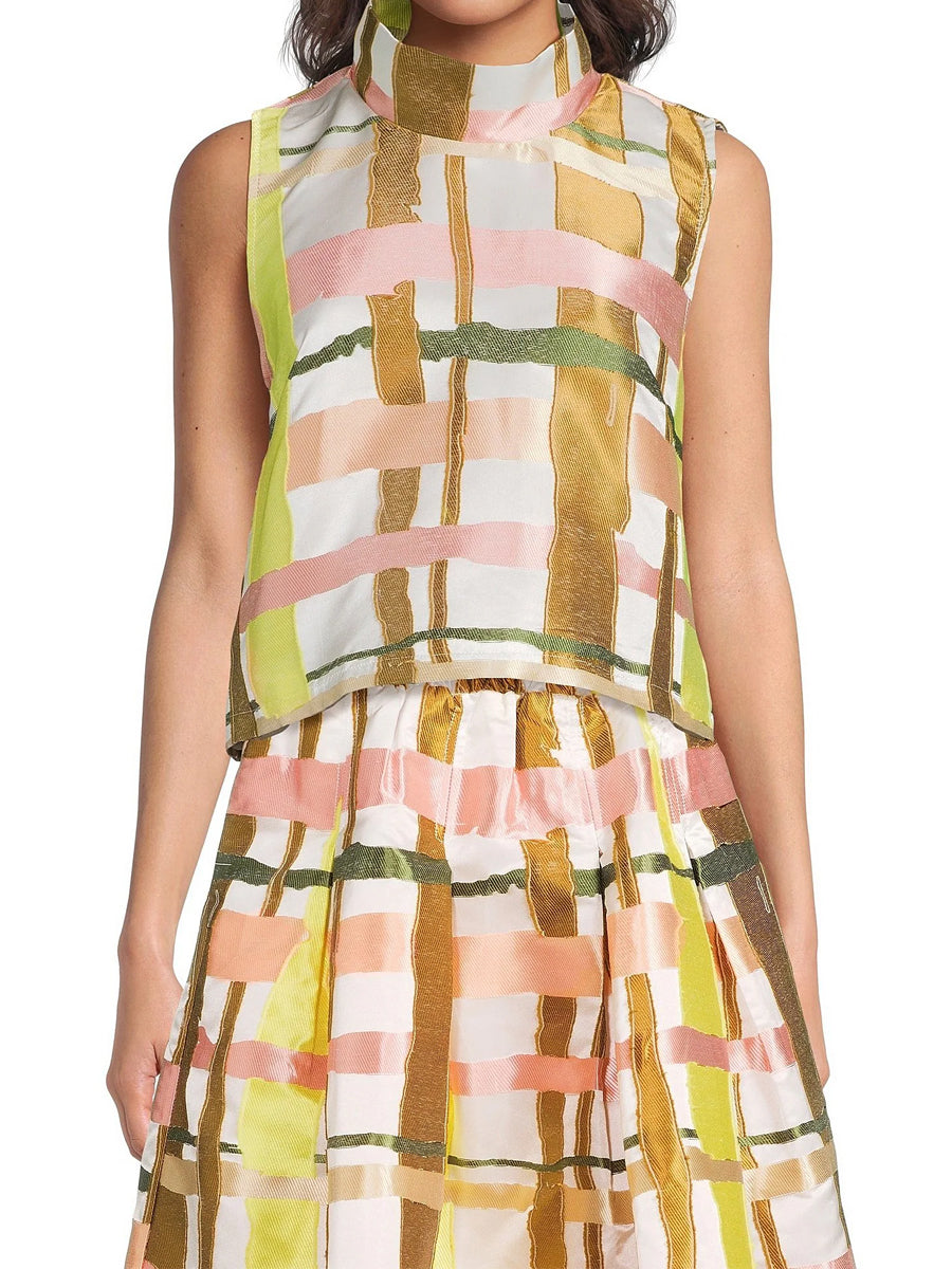 Plaid Print Sleeveless Two Pieces Dress