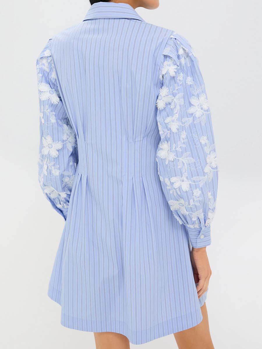 Stripe Embroidery Genevieve Mini Dress