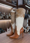 Women's Chic Cowhide Heel Boots