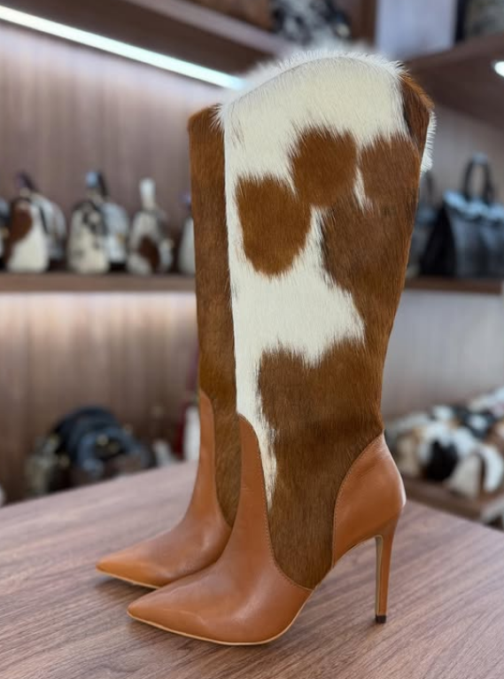 Women's Chic Cowhide Heel Boots