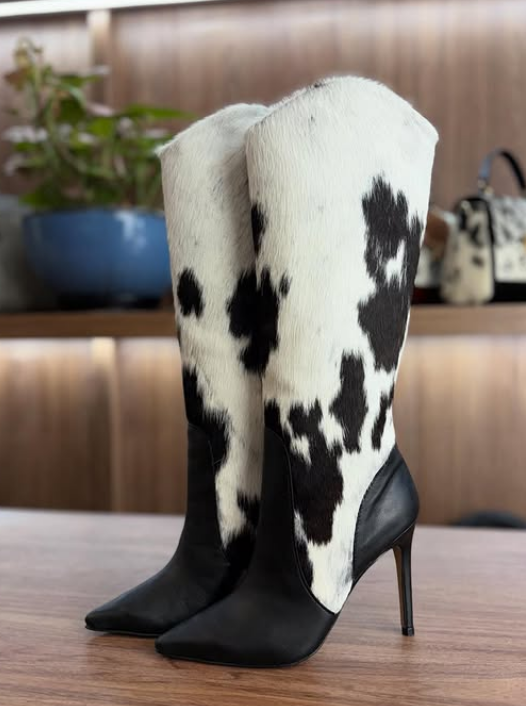 Women's Chic Cowhide Heel Boots