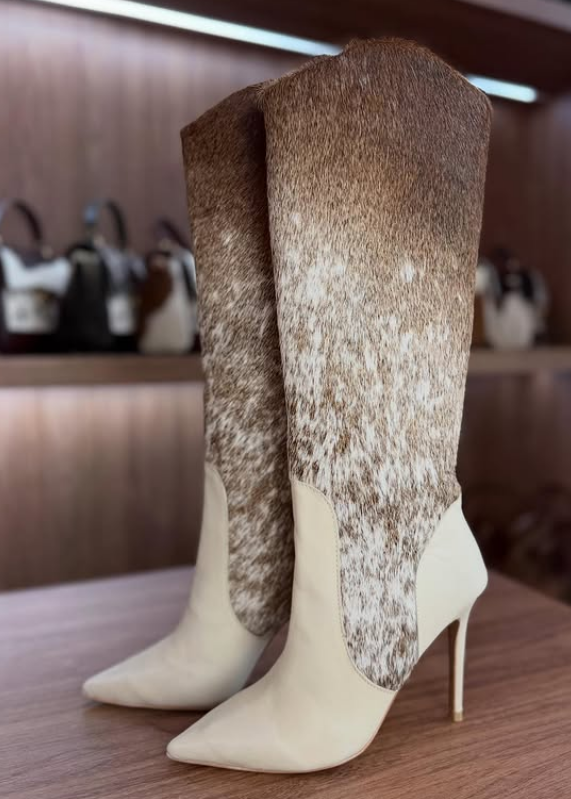 Women's Chic Cowhide Heel Boots