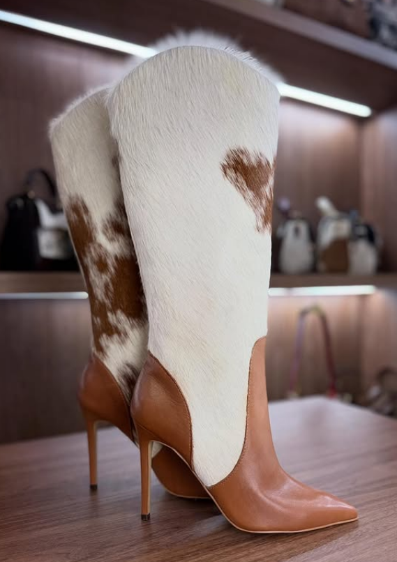 Women's Chic Cowhide Heel Boots