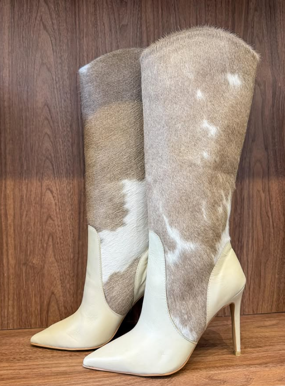 Women's Chic Cowhide Heel Boots