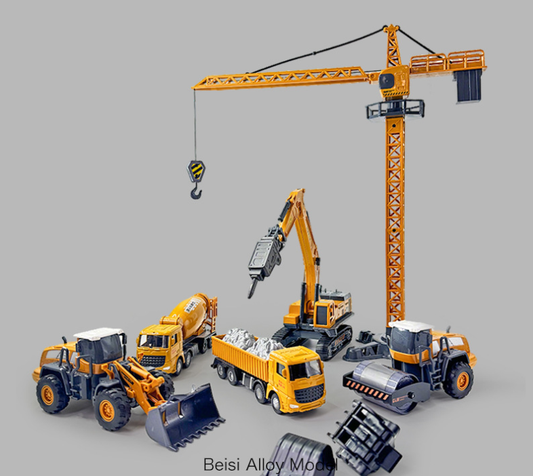 Alloy Crusher Toy Children's Excavator Boys Piling Stone Drilling Machine Toy Car Wood Grabber Engineering Vehicle